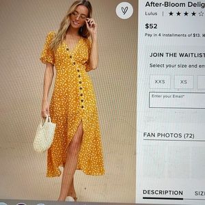 Golden yellow floral print midi dress